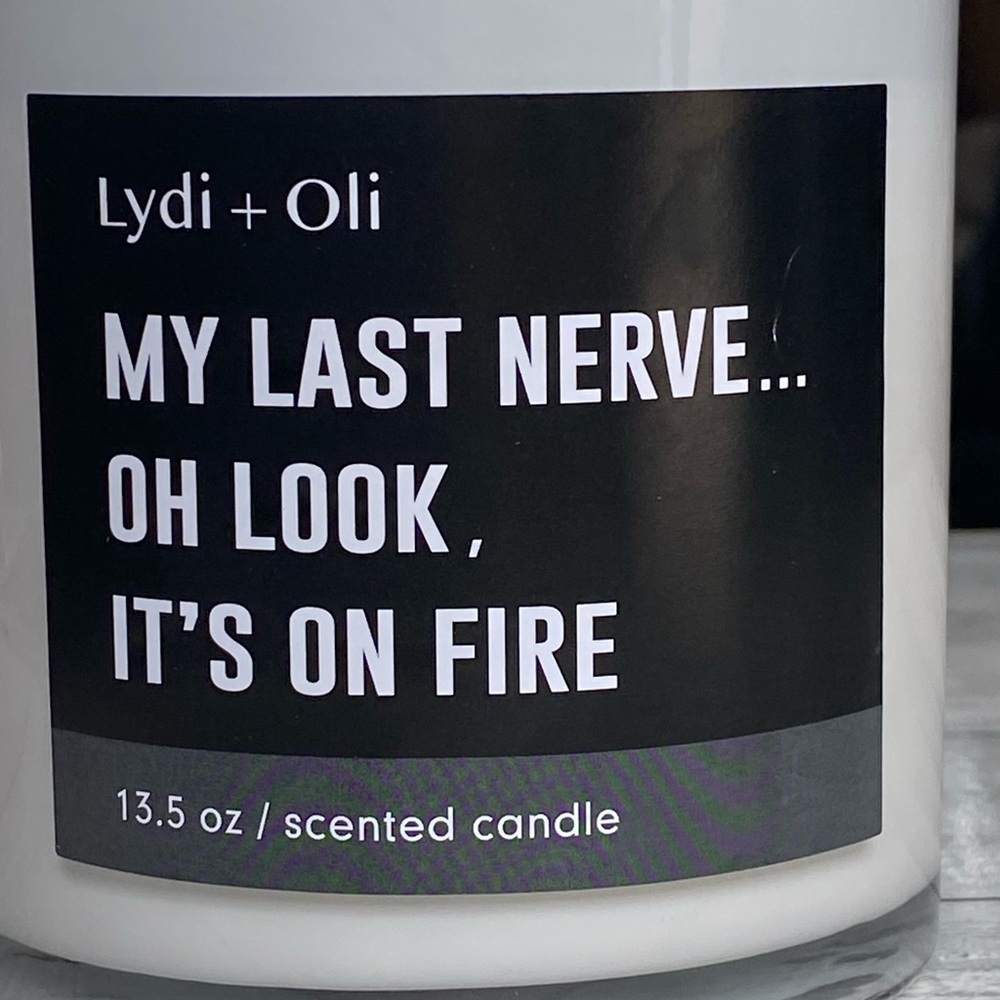 Lydi + Oli “My Last Nerve” Funny 2 Wick Candle With Lid - Picture 2 of 4